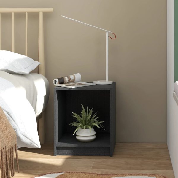 Comodini 2 Pz Grigi 35,5x33,5x41,5 Cm In Legno Massello Di Pino - Image 3