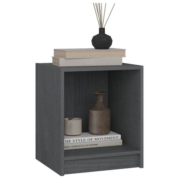 Comodini 2 Pz Grigi 35,5x33,5x41,5 Cm In Legno Massello Di Pino - Image 4