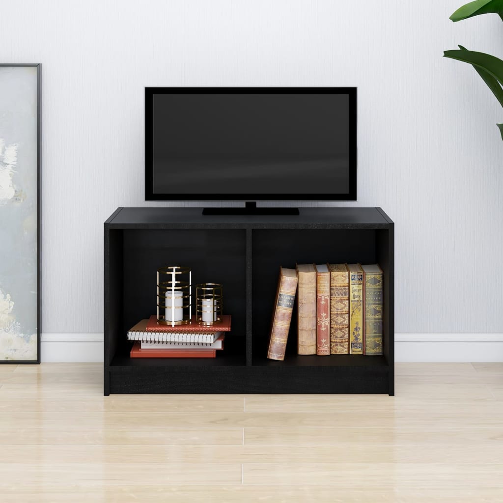 Mobile Porta Tv Nero 70x33x42 Cm In Legno Massello Di Pino