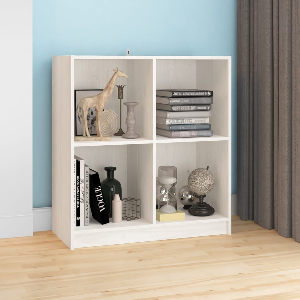 Credenza Bianca 70x33x76 Cm In Legno Massello Di Pino