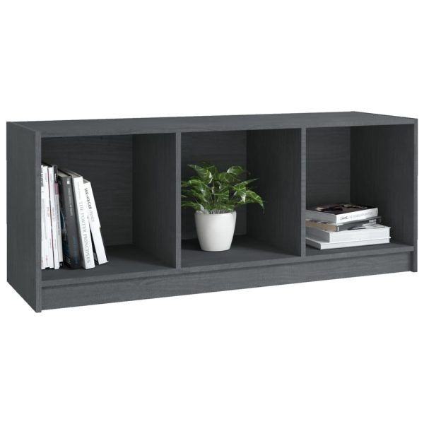 Mobile Porta Tv Grigio 104x33x41 Cm In Legno Massello Di Pino - Image 4