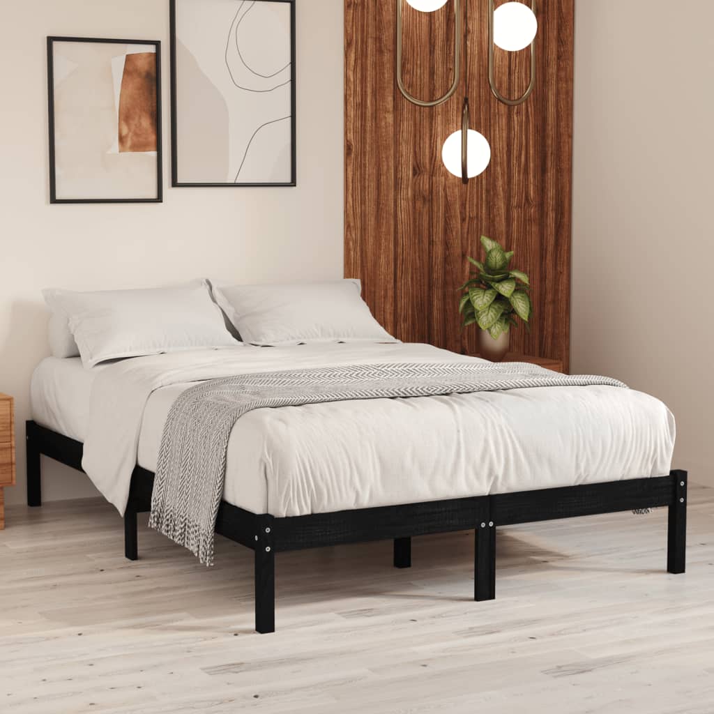 Giroletto Nero In Legno Massello 135x190 Cm Double