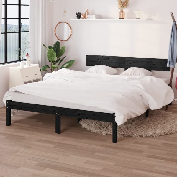 Giroletto Nero In Legno Massello 135x190 Cm Double