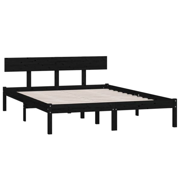 Giroletto Nero In Legno Massello 135x190 Cm Double - Image 3
