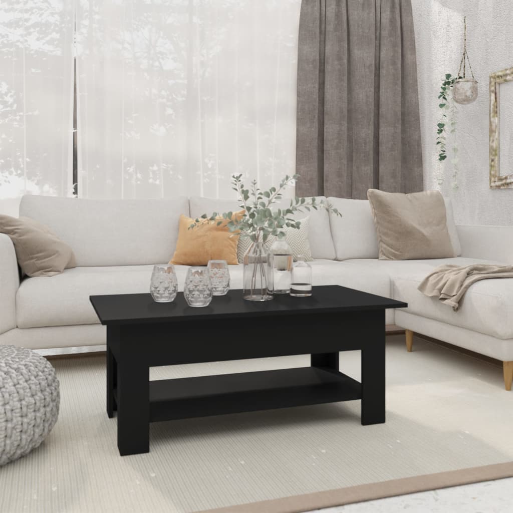 Tavolino Da Salotto Nero 102x55x42 Cm In Truciolato