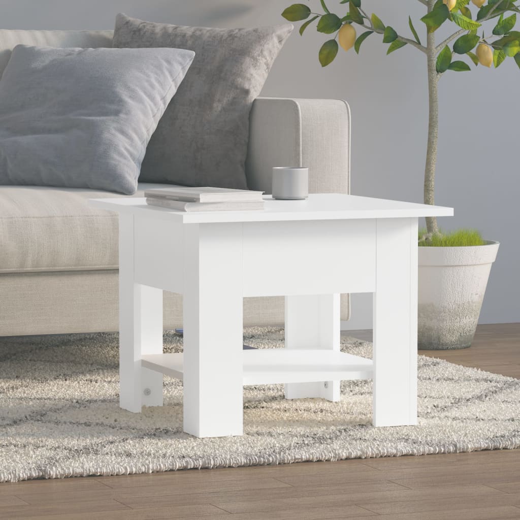 Tavolino Da Salotto Bianco 55x55x42 Cm In Truciolato