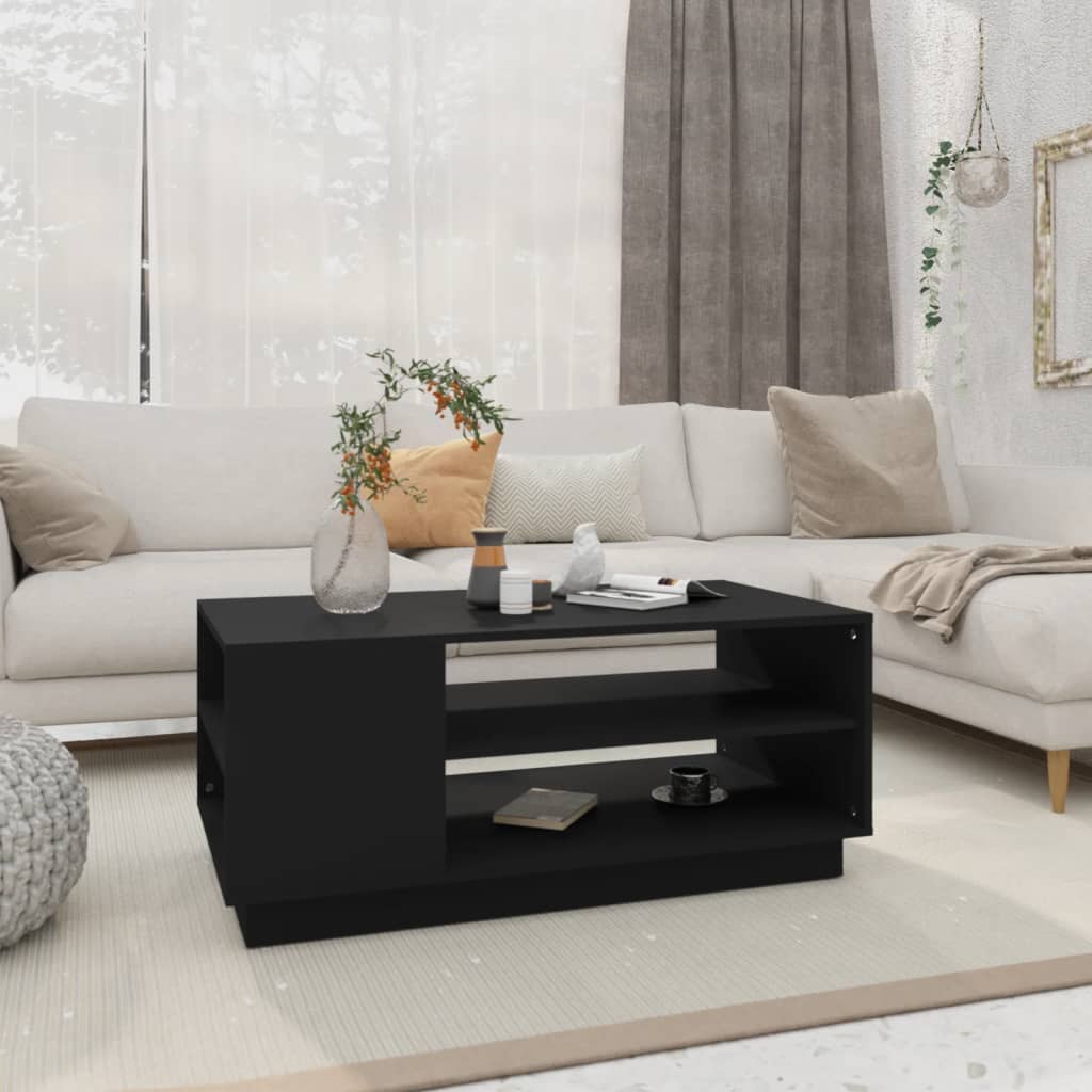 Tavolino Da Salotto Nero 102x55x43 Cm In Truciolato