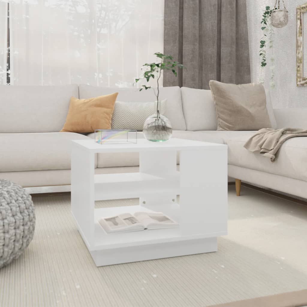 Tavolino Da Salotto Bianco 55x55x43 Cm In Truciolato