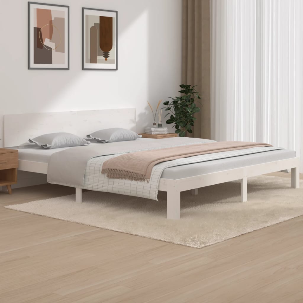 Giroletto Bianco In Legno Massello 180x200 Cm Super King