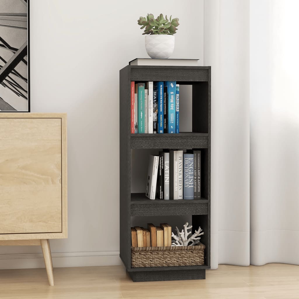 Libreria/divisorio Grigio 40x35x103cm In Legno Massello Di Pino