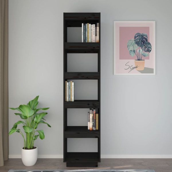 Libreria/divisorio Nero 40x35x167 Cm In Legno Massello Di Pino - Image 3