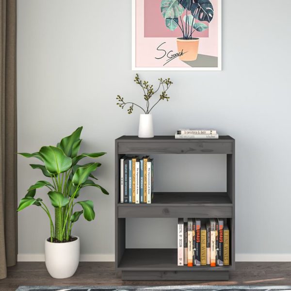 Libreria Grigia 60x35x71 Cm In Legno Massello Di Pino - Image 3