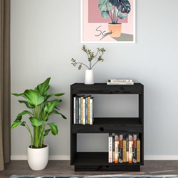 Libreria Nera 60x35x71 Cm In Legno Massello Di Pino - Image 3