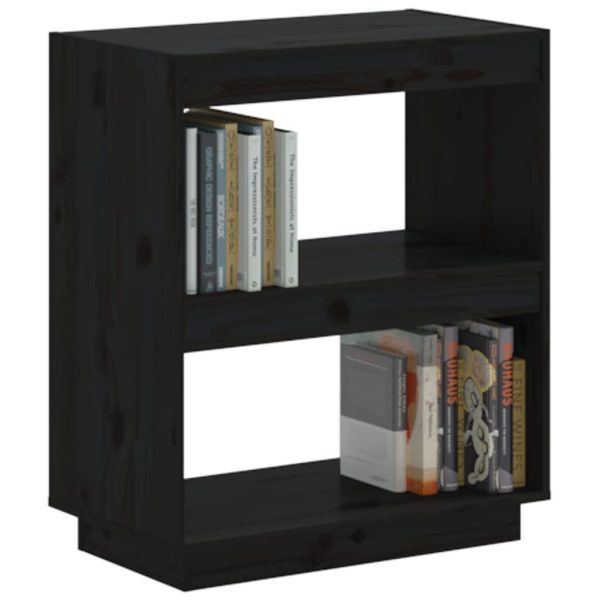 Libreria Nera 60x35x71 Cm In Legno Massello Di Pino - Image 4