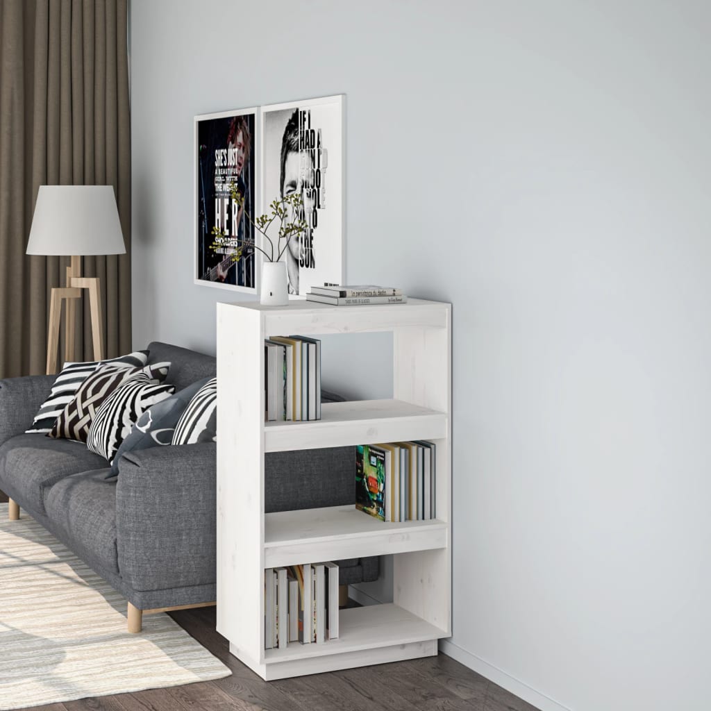 Libreria/divisorio Bianco 60x35x103cm In Legno Massello Di Pino