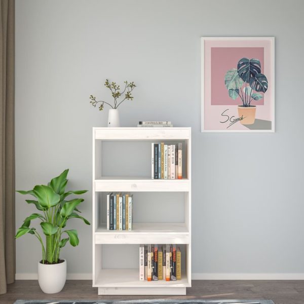 Libreria/divisorio Bianco 60x35x103cm In Legno Massello Di Pino - Image 3