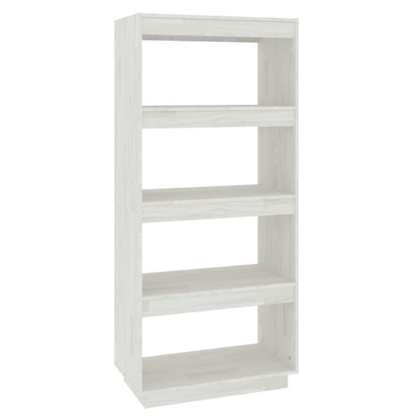 Libreria/divisorio Bianco 60x35x135 Cm Legno Massello Di Pino - Image 2