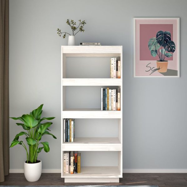 Libreria/divisorio Bianco 60x35x135 Cm Legno Massello Di Pino - Image 3