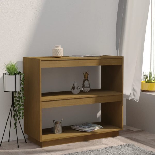 Libreria Marrone Ambra 80x35x71 Cm In Legno Massello Di Pino - Image 3