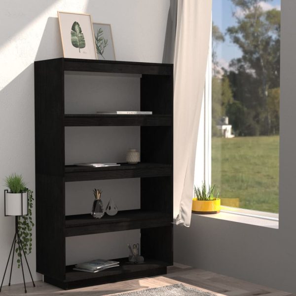 Libreria/divisorio Nero 80x35x135 Cm In Legno Massello Di Pino - Image 3