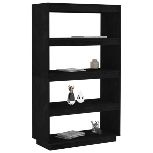 Libreria/divisorio Nero 80x35x135 Cm In Legno Massello Di Pino - Image 4