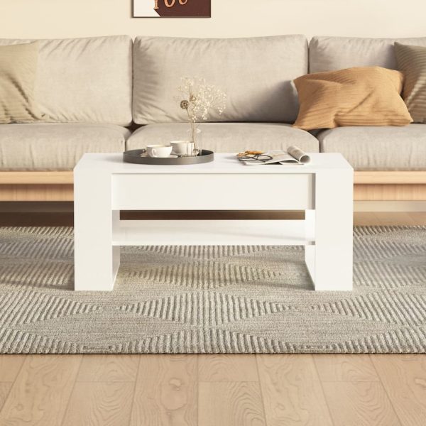 Tavolino Salotto Bianco Lucido 102x55x45 Cm Legno Multistrato - Image 5