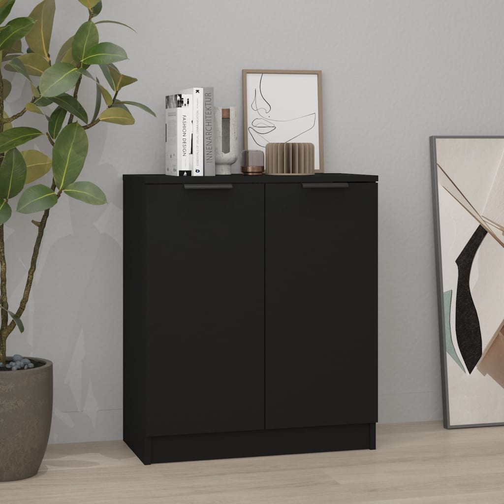 Credenza Nera 60x30x70 Cm In Legno Tecnico