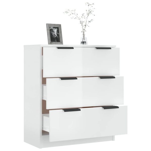 Credenza Bianco Lucido 60x30x70 Cm In Legno Multistrato - Image 4