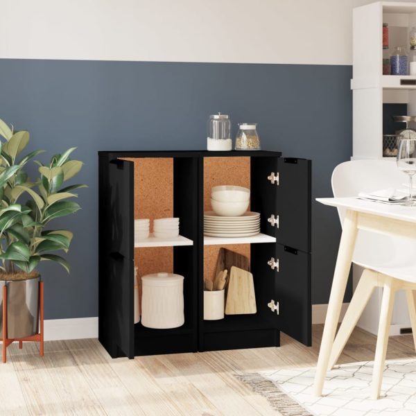 Credenze 2 Pz Nere 30x30x70 Cm In Legno Multistrato - Image 3