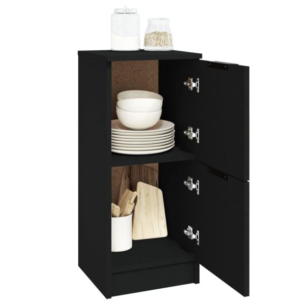 Credenze 2 Pz Nere 30x30x70 Cm In Legno Multistrato - Image 4