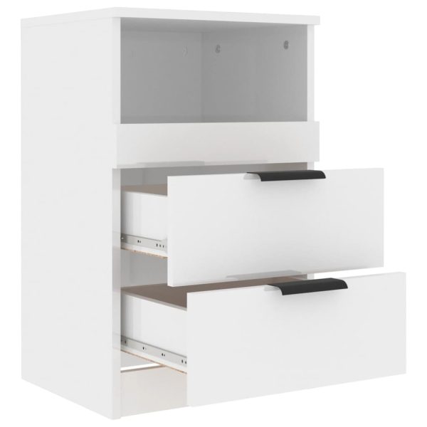 Comodini 2 Pz Bianco Lucido In Legno Multistrato - Image 6
