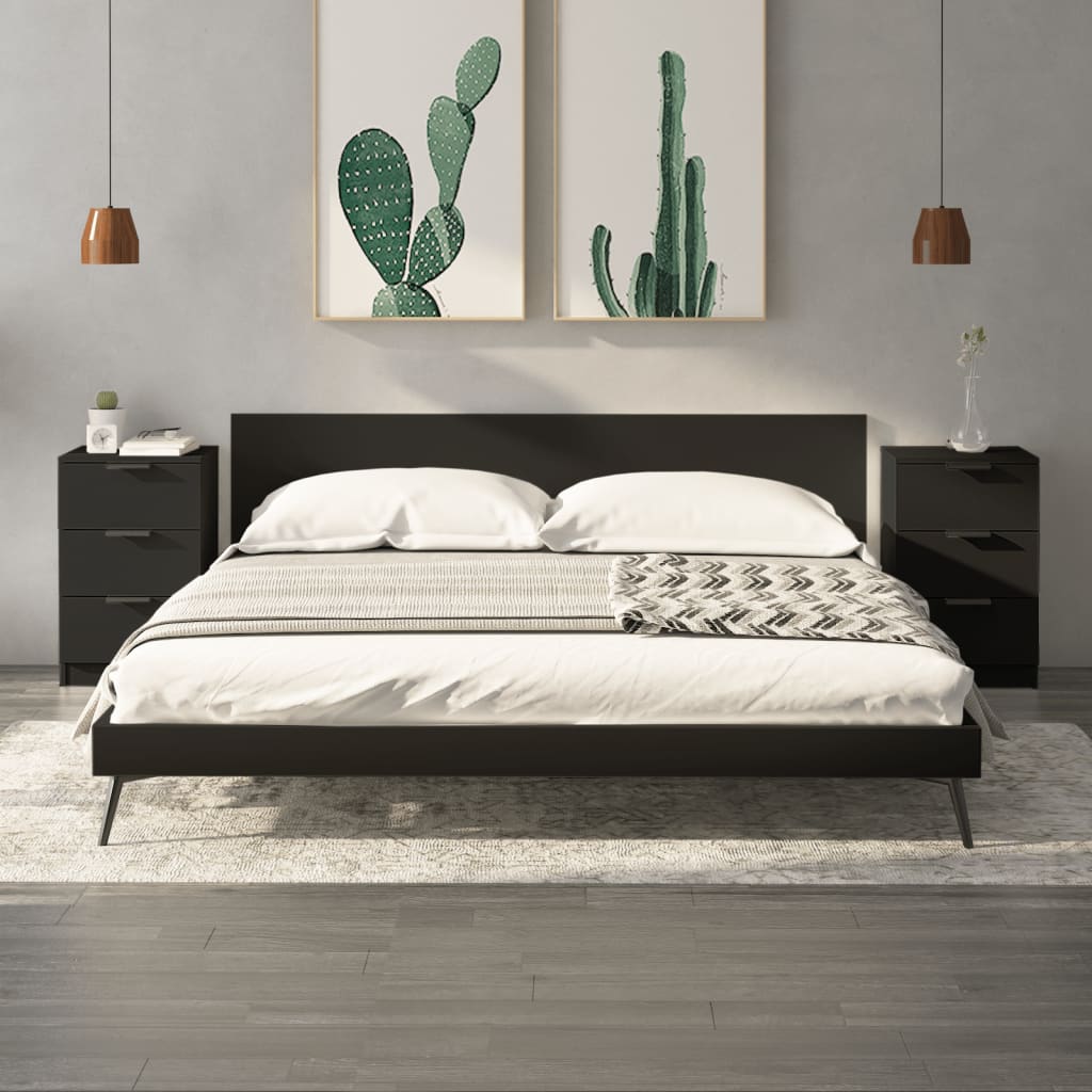 Comodini 2 Pz Neri 40x36x65 cm