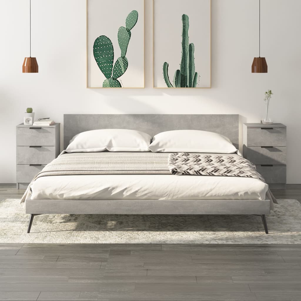 Comodini 2 Pz Grigio Cemento 40x36x65 cm