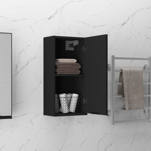 Mobile Da Bagno A Parete Nero 32x20x67 cm - Image 4