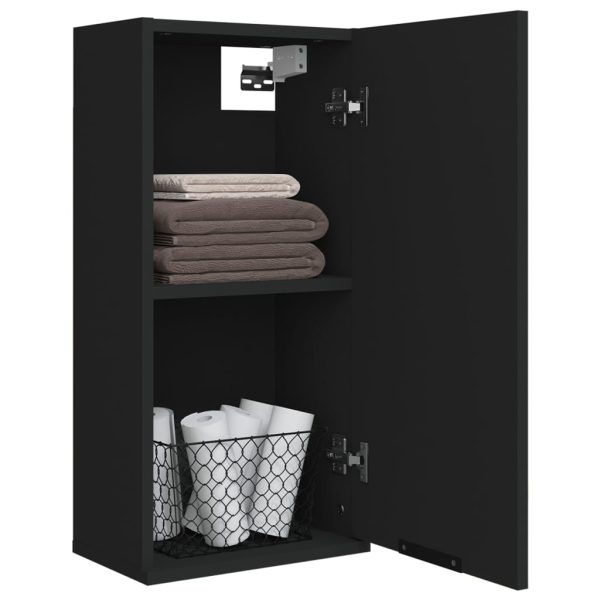 Mobile Da Bagno A Parete Nero 32x20x67 cm - Image 5