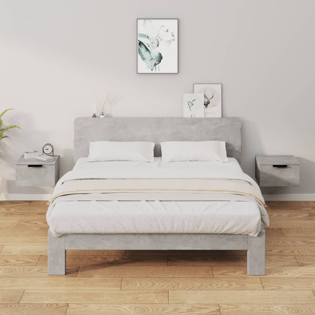 Comodini A Muro 2 Pz Grigio Cemento 34x30x20 cm