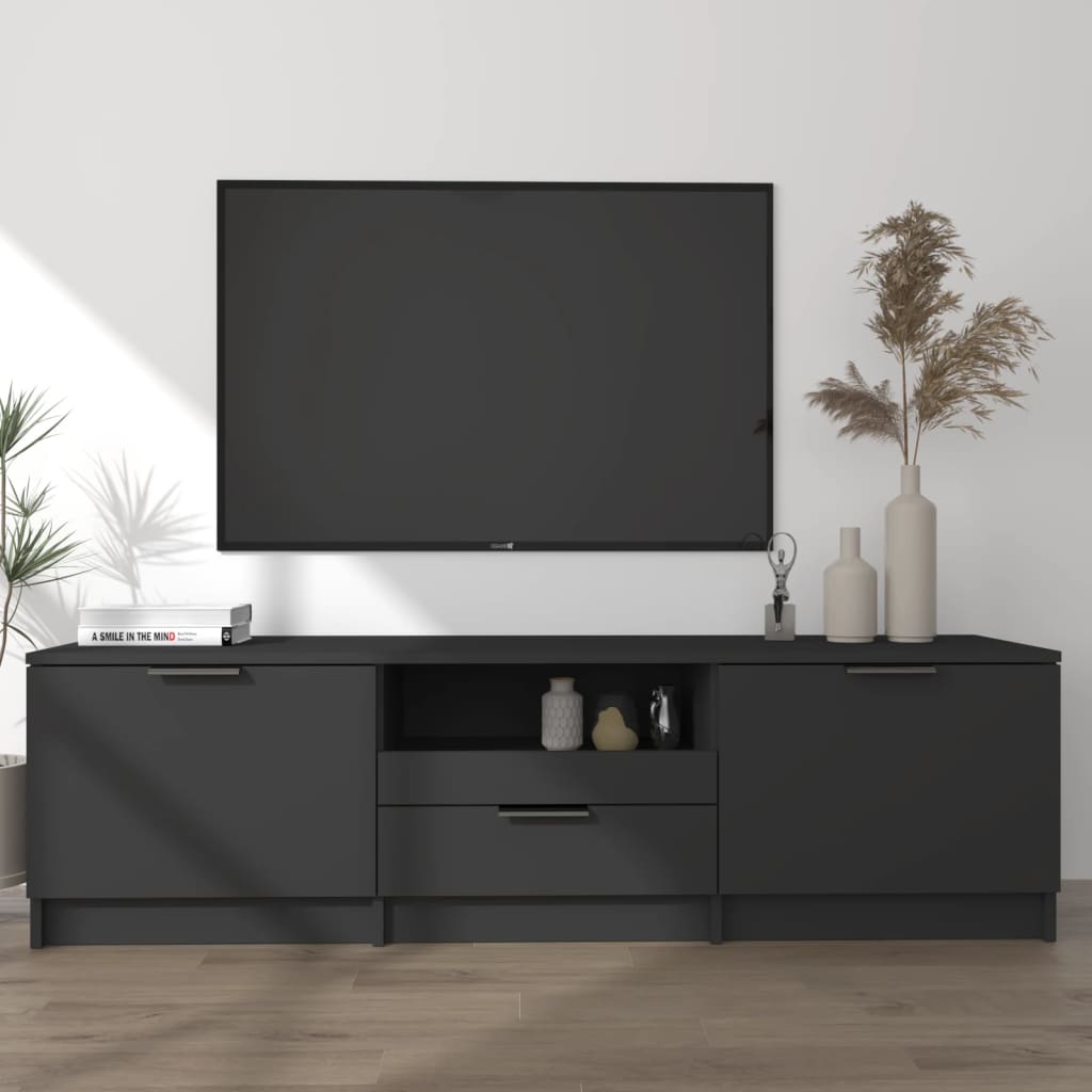 Mobile Porta Tv Nero 140x35x40 Cm In Legno Multistrato
