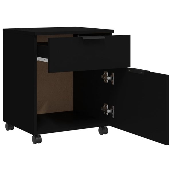 Schedario Con Ruote Nero 45x38x54 Cm In Legno Multistrato - Image 6