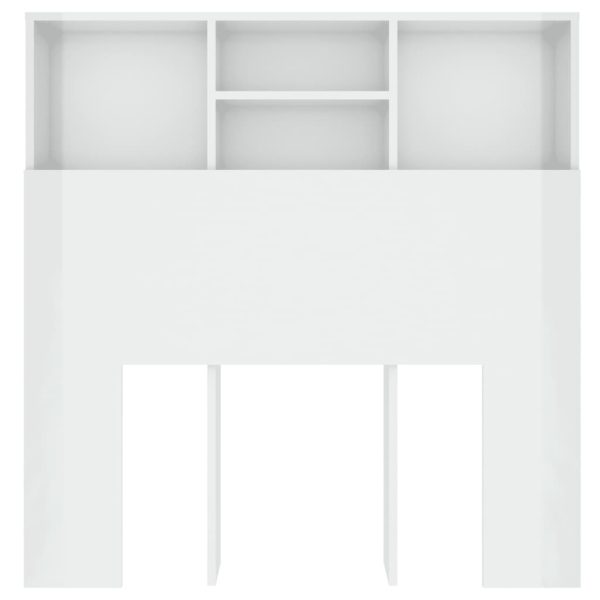 Testiera Con Contenitore Bianco Lucido 100x19x103,5 cm - Image 4