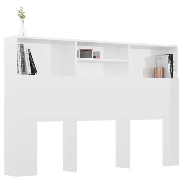 Testiera Con Scomparti Bianco Lucido 160x19x103,5 cm - Image 4