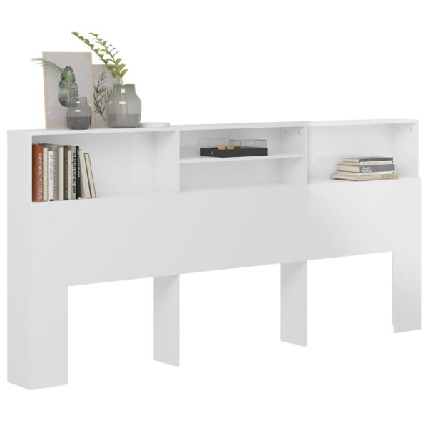 Testiera Con Contenitore Bianco Lucido 220x19x103,5 cm - Image 6