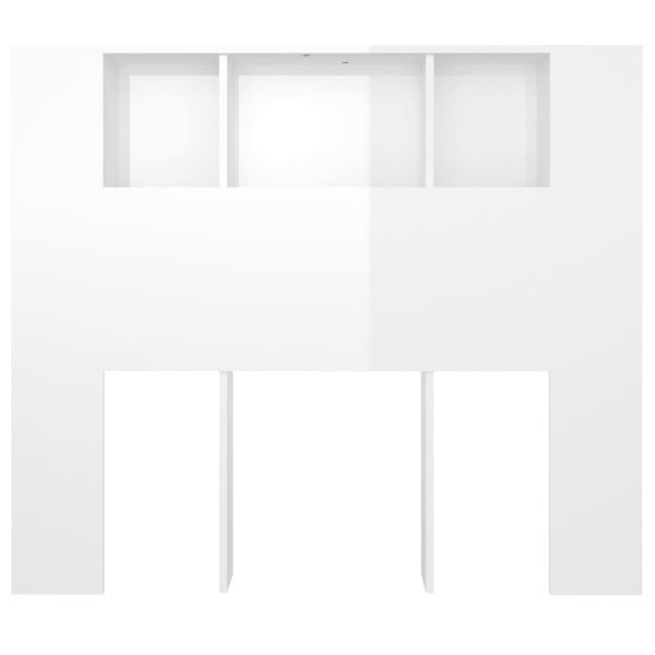 Testiera Con Scomparti Bianco Lucido 120x18,5x102,5 cm - Image 4