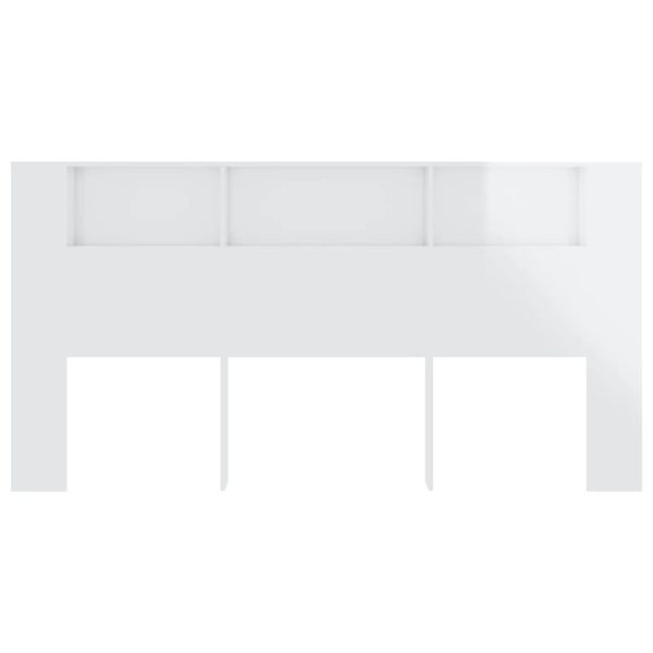 Testiera Con Scomparti Bianco Lucido 200x18,5x104,5 cm - Image 3