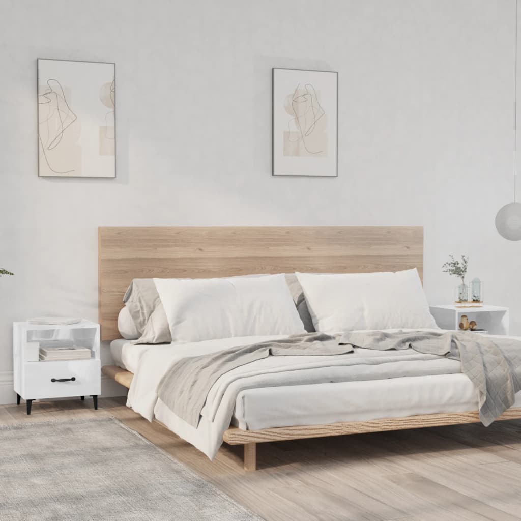 Comodini 2 Pz Bianco Lucido In Legno Multistrato