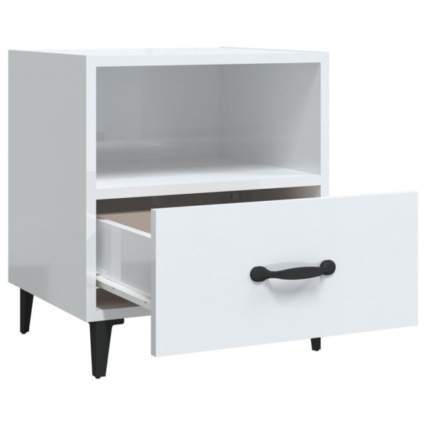 Comodini 2 Pz Bianco Lucido In Legno Multistrato - Image 6