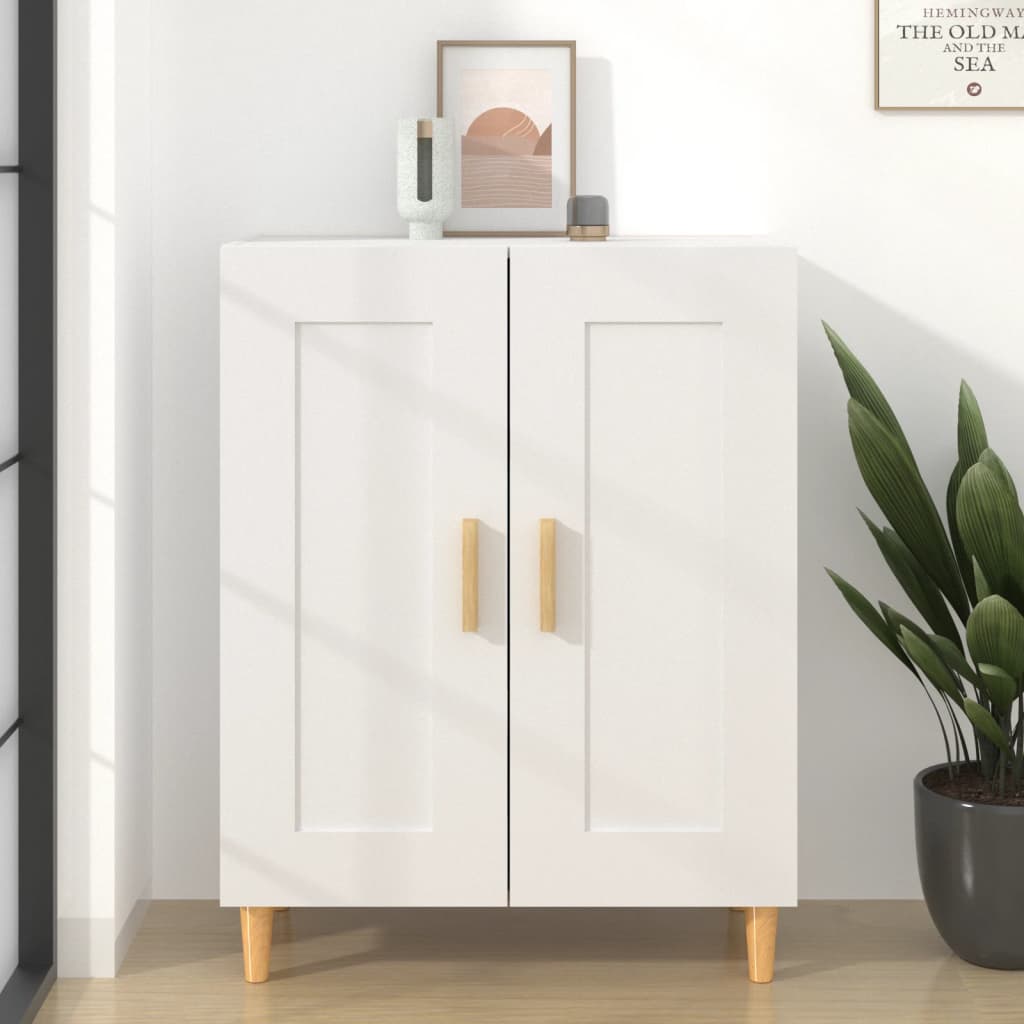 Credenza Bianca 69,5x34x90 Cm In Legno Multistrato