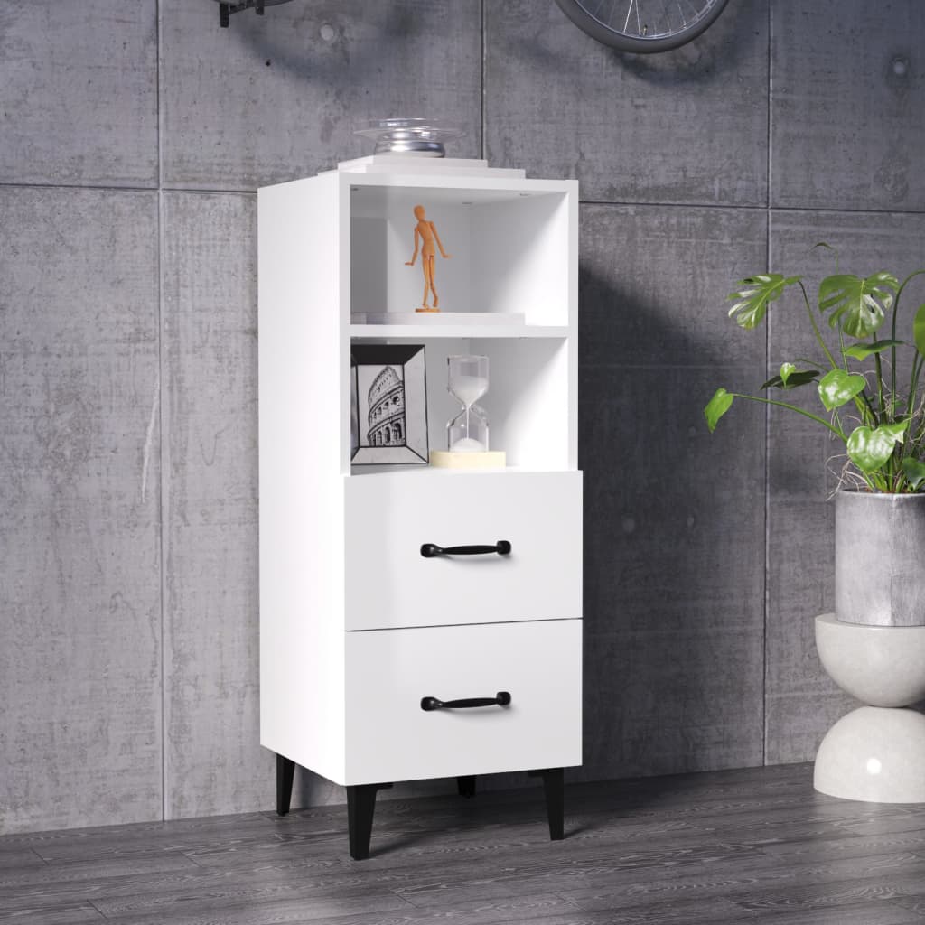 Credenza 34,5x34x90 Cm In Legno Multistrato Bianco Lucido