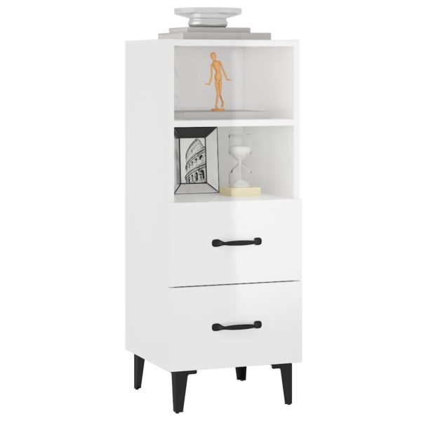 Credenza 34,5x34x90 Cm In Legno Multistrato Bianco Lucido - Image 4
