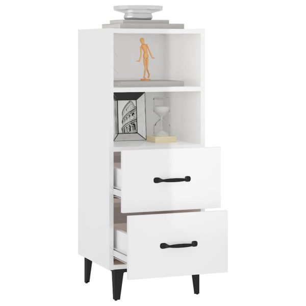 Credenza 34,5x34x90 Cm In Legno Multistrato Bianco Lucido - Image 5