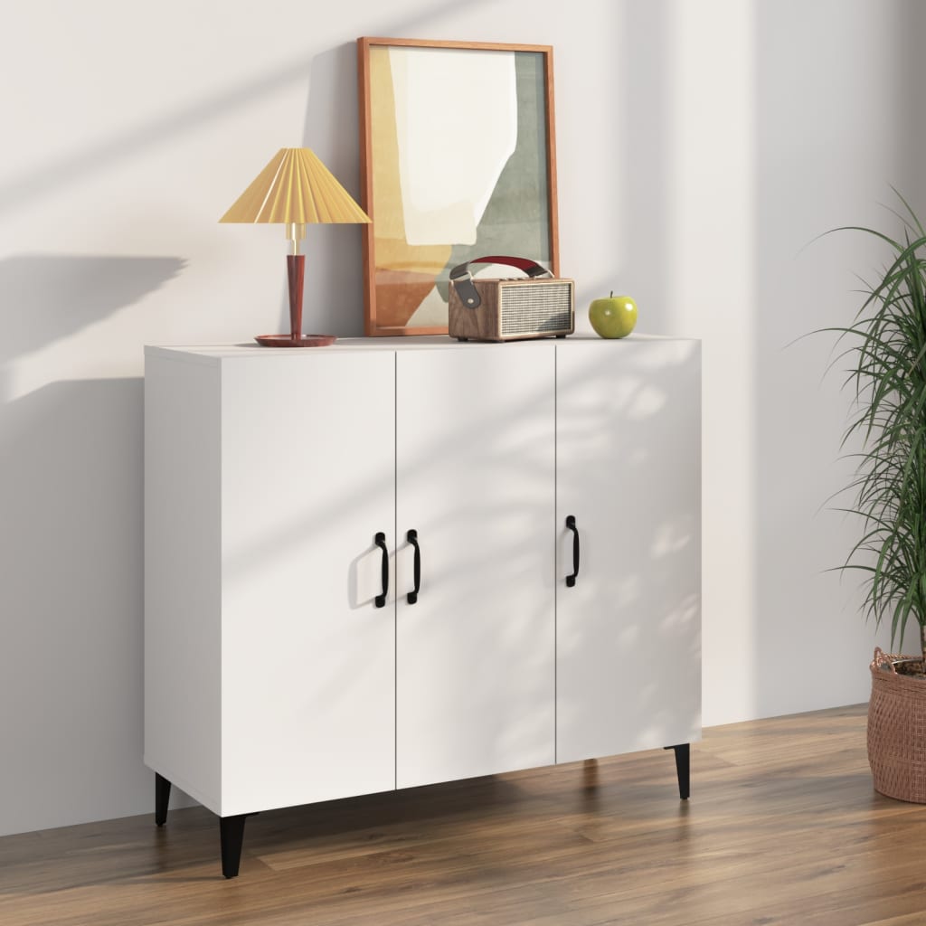 Credenza Bianca 90x34x80 Cm In Legno Multistrato